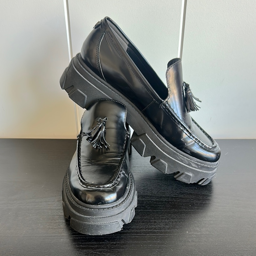 Black Chunky Loafers with Tassels